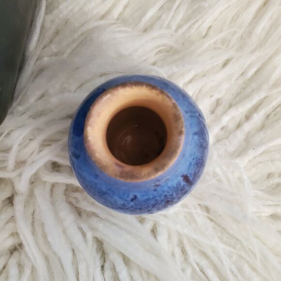 Small Blue Glazed Stoneware Hand Thrown Vase - Picture 4 of 5